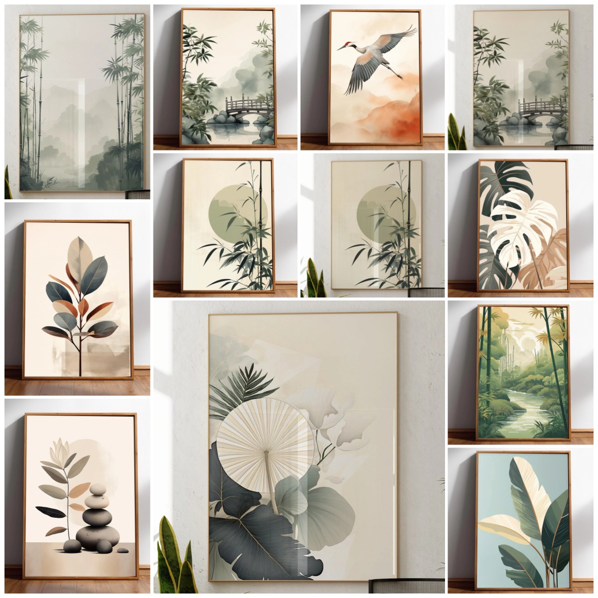 Japanese Minimalist Lifestyle - Japandi Wall Art Minimal Botanical Minimalist
