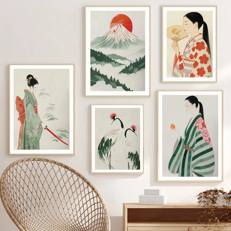 Mount Fuji & Crane Japanese Wa - Japanese Minimalist Lifestyle 评论和价格
